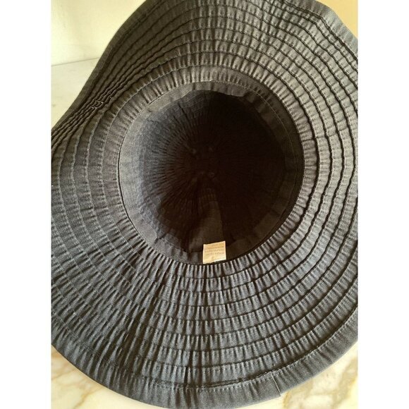 Black Ribbon Woven Wide Brim Sun Hat One Size - Picture 6 of 7